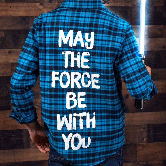 Cakeworthy Disney Star Wars Flannel Shirt XL/TG? or L May The Force Be With You - Picture 1 of 8
